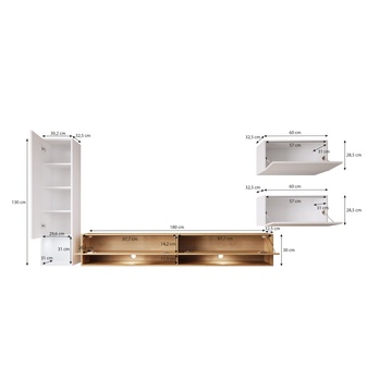 Obývacia stena MÉDEA dub wotan/biela 3