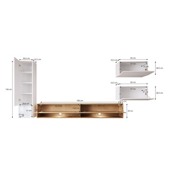 Obývacia stena MÉDEA dub wotan/čierna lesklá 3