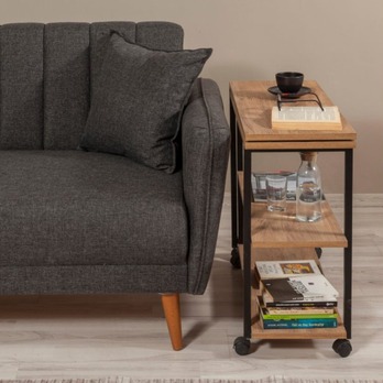 Prístavný stolík MELIN prírodná/čierna 5