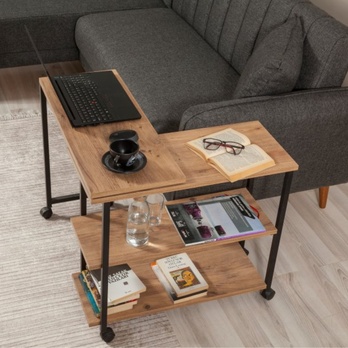 Prístavný stolík MELIN prírodná/čierna 6