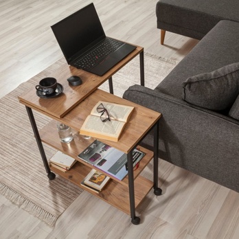 Prístavný stolík MELIN prírodná/čierna 7