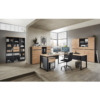 Rohový písací stôl MEMPHIS II dub artisan/grafitová, šírka 223 cm 1