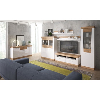 Vitrína MERIDA biela/dub wotan, šírka 58 cm 1