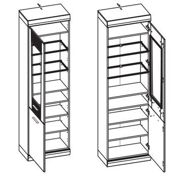 Vitrína MERIDA biela/dub wotan, šírka 58 cm 2