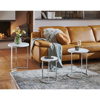 Prístavný stolík MERLIN biela/chróm, sada 2 ks 1