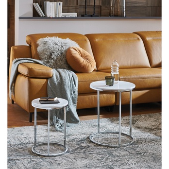 Prístavný stolík MERLIN biela/chróm, sada 2 ks 2