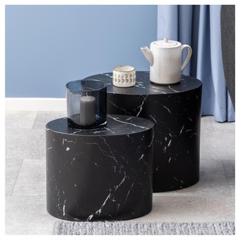 Súprava konferenčných stolíkov MICE čierny mramor, 2 ks 1