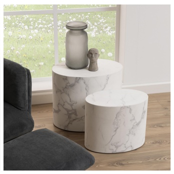 Súprava konferenčných stolíkov MICE biely mramor, 2 ks 1