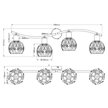 Bodové svietidlo MIKA 4 čierna/zlatá 6