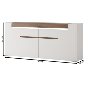 Komoda MILANO 2 alpská biela/dub sanremo 4