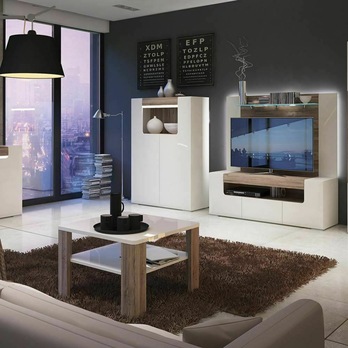 TV komoda MILANO alpská biela/dub sanremo tmavý, šírka 140 cm 1