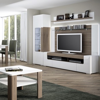 TV komoda MILANO alpská biela/dub sanremo tmavý, šírka 190 cm 1