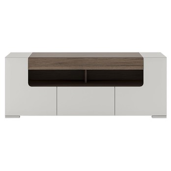 TV komoda MILANO alpská biela/dub sanremo tmavý, šírka 140 cm 3