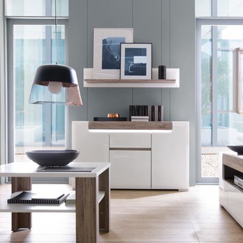 Polica MILANO alpská biela/dub sanremo, šírka 125 cm 1