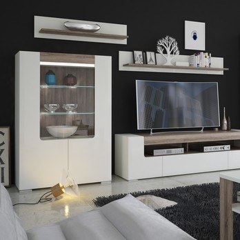 Polica MILANO alpská biela/dub sanremo, šírka 165 cm 1