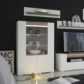 Vitrína MILANO alpská biela/dub sanremo, šírka 100 cm 1