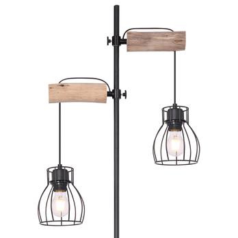 Stojacia lampa MINA čierny kov/svetlé drevo 1