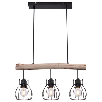 Závesné svietidlo MINA čierny kov/svetlé drevo 1