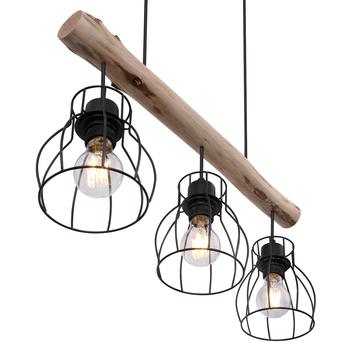 Závesné svietidlo MINA čierny kov/svetlé drevo 2