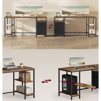 Písací stôl MINA hnedá/čierna 2