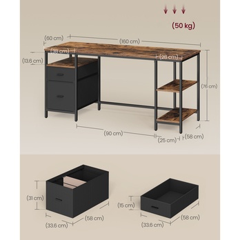 Písací stôl MINA hnedá/čierna 4