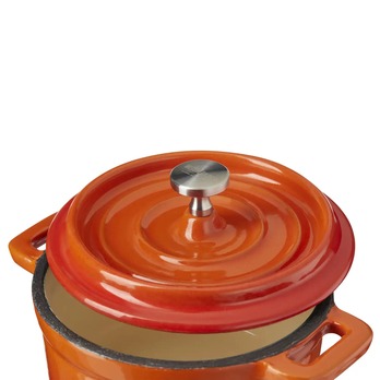 Liatinový hrniec MINI OPUS oranžová, priemer 10 cm 5