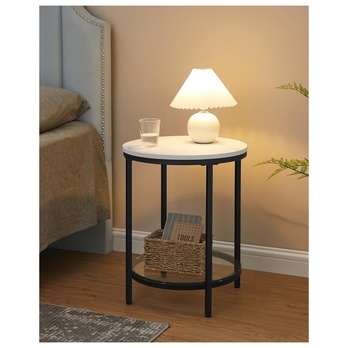 Prístavný stolík MINIMA biely mramor/čierna 2