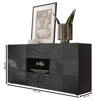 Komoda MIRO 10 sivá lesklá 3