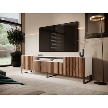 TV komoda MITCH 2 biela/dub 1