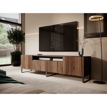 TV komoda MITCH 2 čierna/dub 1