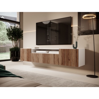 TV komoda MITCH biela/dub 1