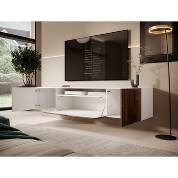 TV komoda MITCH biela/dub 3