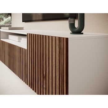 TV komoda MITCH biela/dub 4