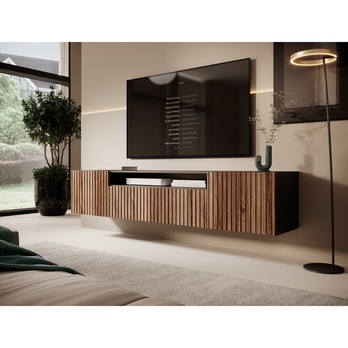 TV komoda MITCH čierna/dub 1