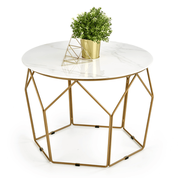 Konferenčný stolík  MODASUN biely mramor/zlatá 3