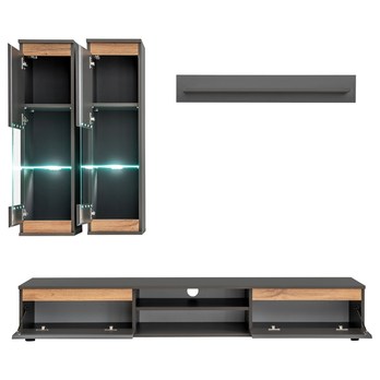 Obývacia stena MODO dub wotan/antracitová 2