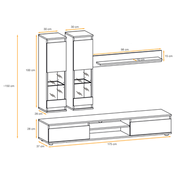 Obývacia stena MODO dub wotan/antracitová 11
