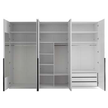 Šatníková skriňa MOLEO 2 biela/biela vysoký lesk 7