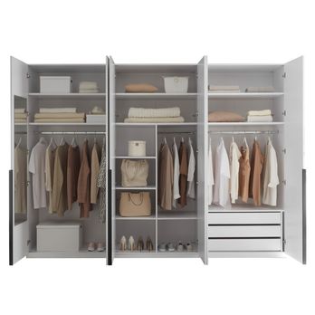 Šatníková skriňa MOLEO 2 biela/biela vysoký lesk 9