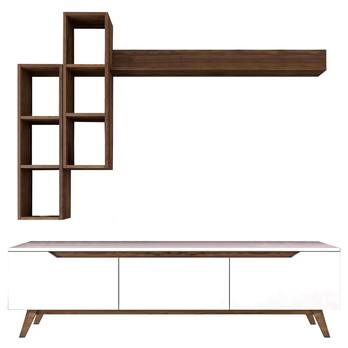 Obývacia stena MOLO biela/orech 2