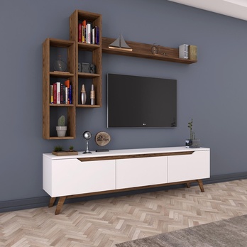 Obývacia stena MOLO biela/orech 7