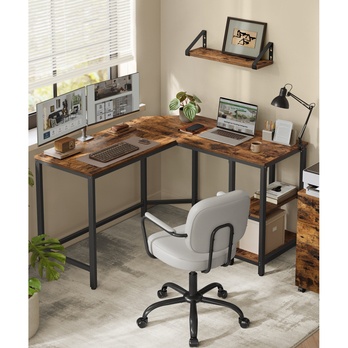 Rohový písací stôl MONA 2 hnedá/čierna 1