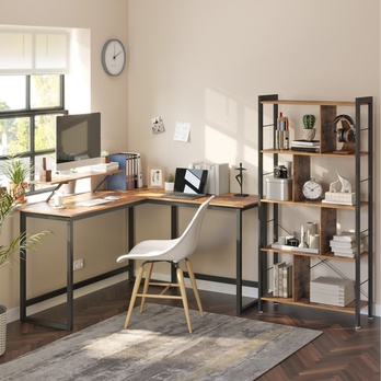 Rohový písací stôl MONA II čierna/hnedá 1