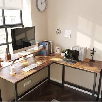 Rohový písací stôl MONA II čierna/hnedá 3