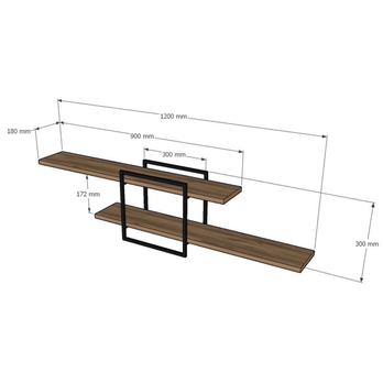 Nástenný regál MONE čierna/prírodná 2