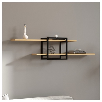 Nástenný regál MONE čierna/dub 1