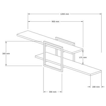 Nástenný regál MONE čierna/dub 3