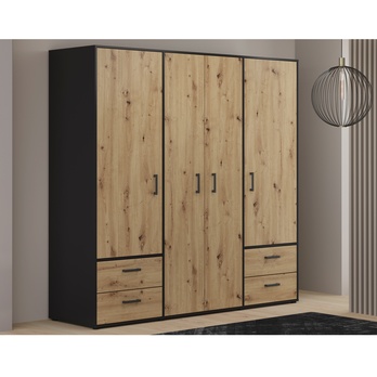 Šatníková skriňa MONESSA II dub artisan/čierna 1