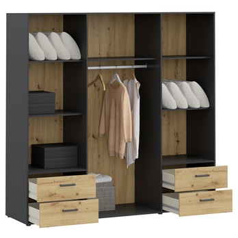 Šatníková skriňa MONESSA II dub artisan/čierna 2