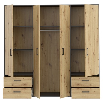 Šatníková skriňa MONESSA II dub artisan/čierna 3